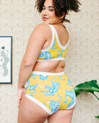 Growl-Purr Brief Full-Coverage High-Waist Underwear with Playful Tiger Print