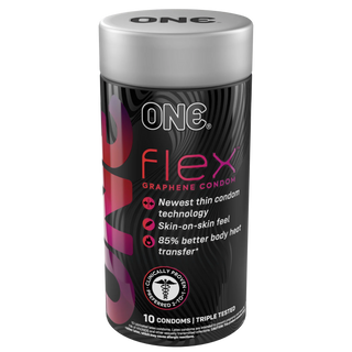 ONE Flex Graphene Vegan Latex Condoms Ultra Thin Enhanced Sensation x 10 Pack
