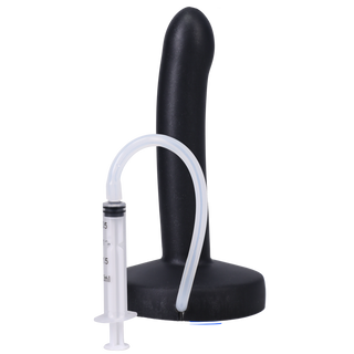Pop Slim Squishy Ejaculating Strap-On Dildo with Tubing and Syringe Set