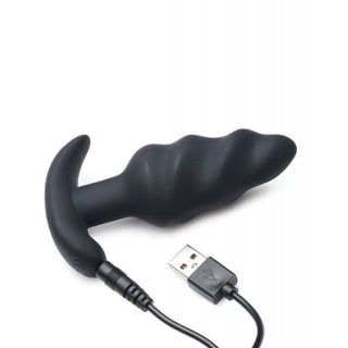 Remote Swirl Butt Plug Hands-Free Vibrating Anal Toy with Ridges