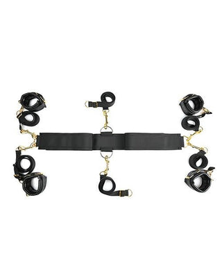 Special Edition Ultimate Under-Mattress Restraint Kit 6-Point System with Comfortable Cuffs, Blindfold, and Golden Hardware