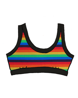 Rainbow Stripe Organic Cotton Bralette with Supportive Fit