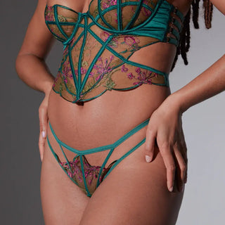 Thistle & Spire Venus Panty Satin and Tulle Panty with Strappy Details