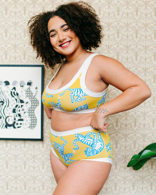 Growl-Purr Brief Full-Coverage High-Waist Underwear with Playful Tiger Print
