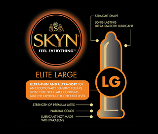 SKYN Elite Large Polyisoprene Ultra-Thin Non-Latex Condoms x12 Pack for Bigger Sizes