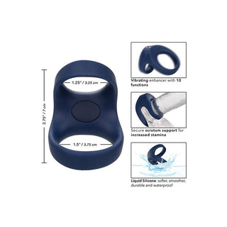 Extra Grip Vibrating Silicone Cock Ring and Ball Support Tugger Dual Cock Ring