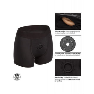 Boxer Brief Style Strap-On Harness with Vibe Pocket & Stretch Fabric