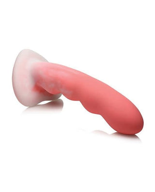 Cotton Candy Wavy Textured Curved Silicone Dildo with Heart Suction Base