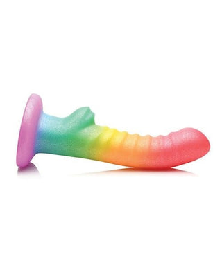 Rainbow Pop Rippled Squishy Silicone Harness-Compatible Dildo with Suction Base