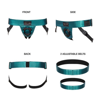 Ride All Night Holographic Vegan Leather Adjustable trap-On Harness with Interchangeable Waistbands
