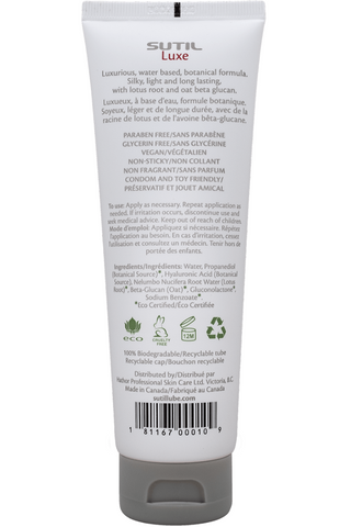 Sutil Water-Based Vegan Long-Lasting, pH-Balanced Gel Personal Lubricant