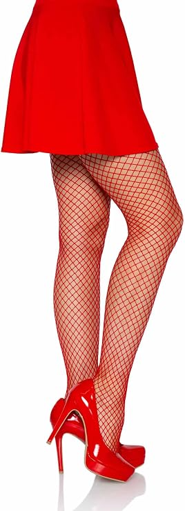 Red Classic Spandex Fishnet Tights