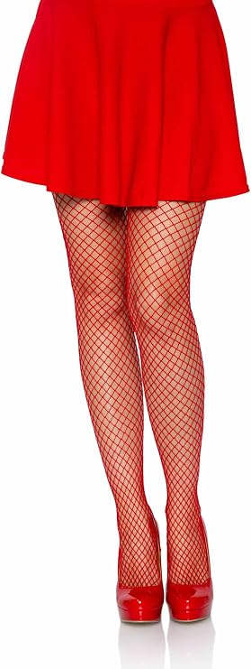 Red Classic Spandex Fishnet Tights