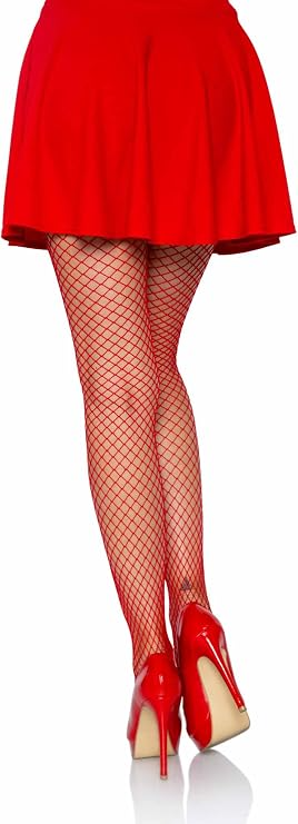 Red Classic Spandex Fishnet Tights