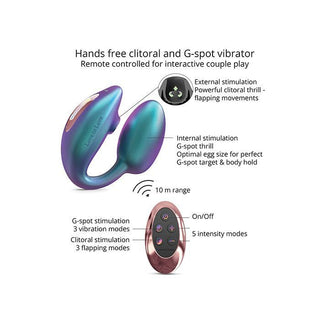 Galaxy Rider Remote-Controlled Rechargeable Adjustable Dual Vibrator with Flapping External Tongue Stimulation