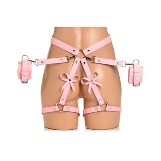 Bondage Harness Pink Waist and Thigh Harness with Cuffs