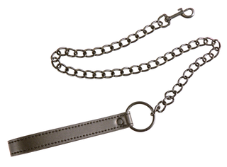 Black Metal Chain Leash with Black Vegan Leather Handle