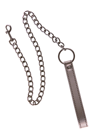 Black Metal Chain Leash with Black Vegan Leather Handle