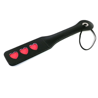 Paddle Heart Impressions Dual-Layer Leather Impact Toy with Heart Cutouts