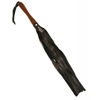 Polished Wooden Handle Leather Flogger for Impact and Sensation Play