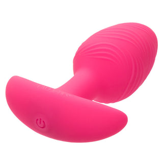 Wavy Glow In The Dark Vibrating Butt Plug Pink