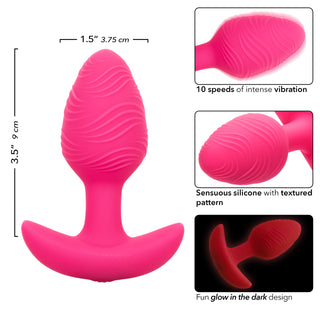 Wavy Glow In The Dark Vibrating Butt Plug Pink
