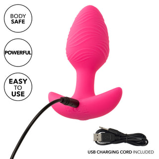 Wavy Glow In The Dark Vibrating Butt Plug Pink