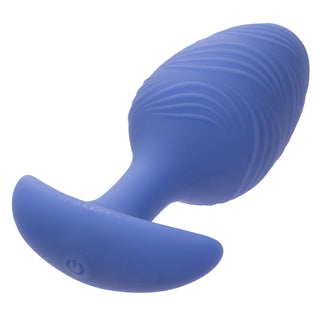 Wavy Glow In The Dark Vibrating Butt Plug Blue