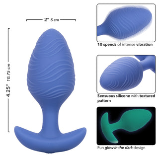 Wavy Glow In The Dark Vibrating Butt Plug Blue