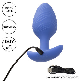 Wavy Glow In The Dark Vibrating Butt Plug Blue