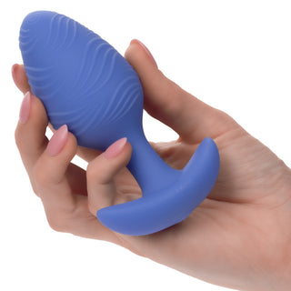 Wavy Glow In The Dark Vibrating Butt Plug Blue