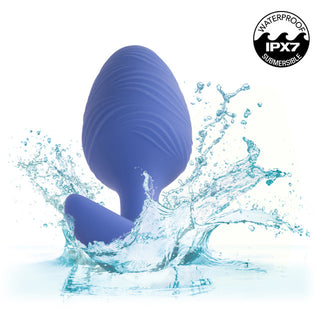 Wavy Glow In The Dark Vibrating Butt Plug Blue