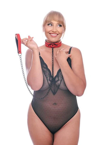 Amor Red Vegan Leather Collar and Leash