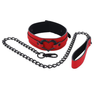 Amor Red Vegan Leather Collar and Leash