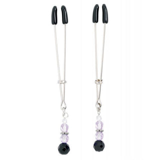 Tweezer Nipple Clamps Adjustable Pressure Lightweight Design with Purple Beads 