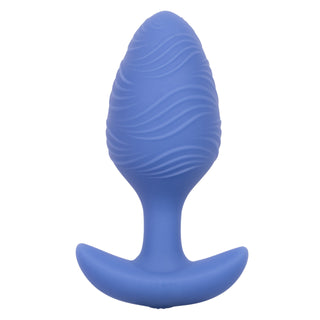 Wavy Glow In The Dark Vibrating Butt Plug Blue