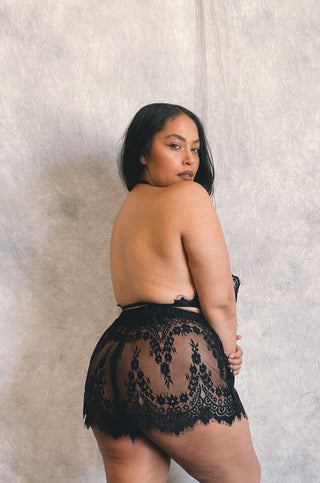 Welcome Home Lace Lingerie Set with Open Back and Halter Top