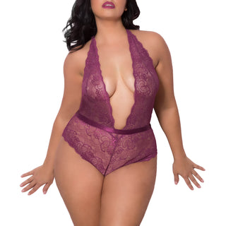 Alessa Plunge Bodysuit Adjustable Tie-Neck Lingerie with Cheeky High-Cut Back